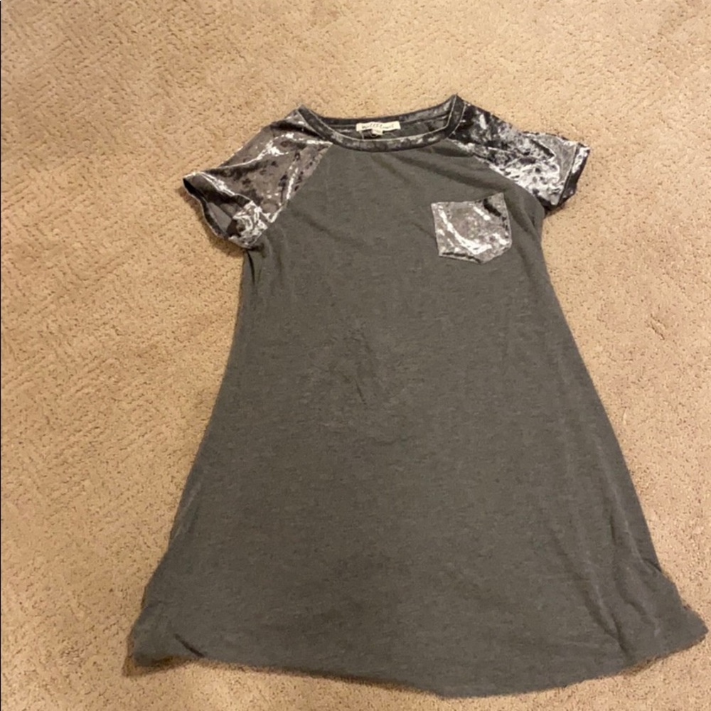 I am selling a gray velvet dress.